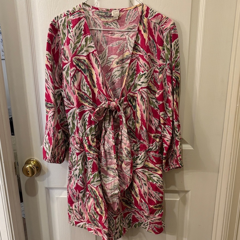 LOFT Floral Pink and Green Jumper, Size S, GUC